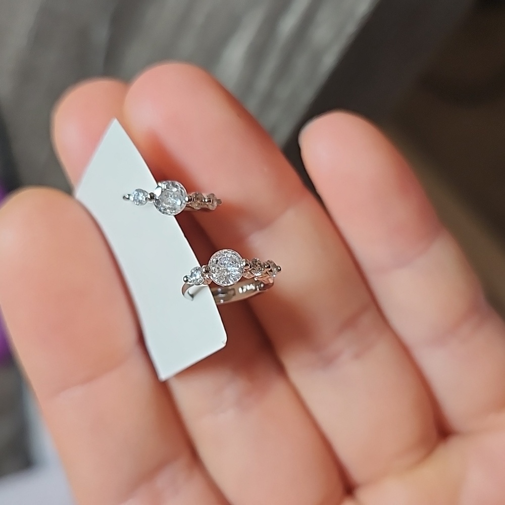 Stamped 925 SILVER 4A CZ Crystal Hoop Earrings